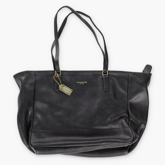 COACH Black Saffiano Leather Classic Shoulder Tote Bag