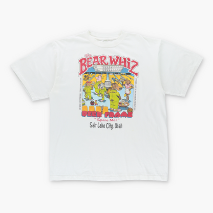 1995 'Bear Whiz Beer' Bowling Comic Single Stitch White T-Shirt (XL) Vintage Sole Melbourne