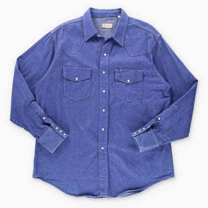 Vintage STALLION Western Pearl Snap Denim Button Up Long Sleeve Shirt (XXL)