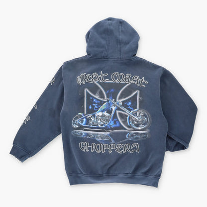 Vintage WEST COAST CHOPPERS Navy Hooded Sweatshirt (L)