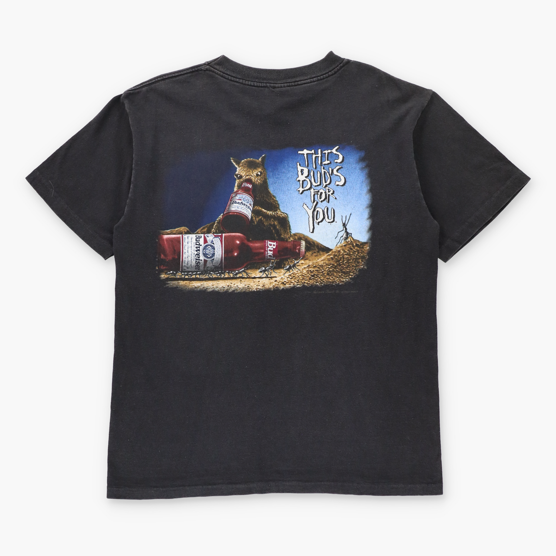 Vintage 1995 Budweiser "This Bud's For You" WILD OATS Single Stitch Black T-Shirt USA Made (L) Vintage Sole Melbourne