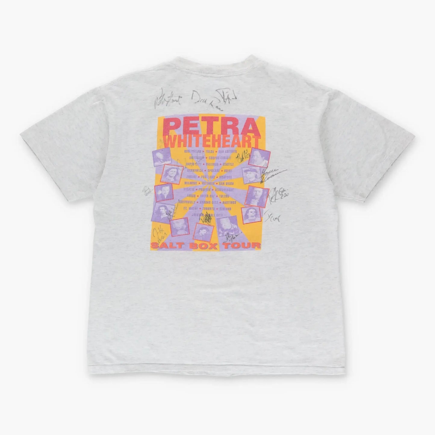 Vintage PETRA Whiteheart Autographed Christian Rock 'Salt Box Tour' USA Made Jesus T-Shirt (L) Vintage Sole Melbourne