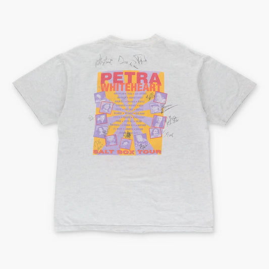Vintage PETRA Whiteheart Autographed Christian Rock 'Salt Box Tour' USA Made Jesus T-Shirt (L) Vintage Sole Melbourne