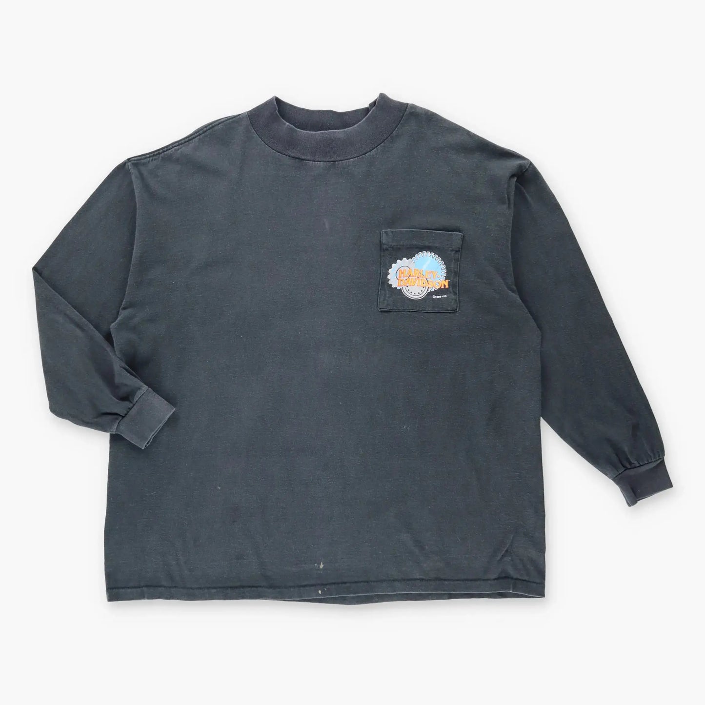 Vintage 1996 HARLEY DAVIDSON 'Hottest Sound' Flame USA Made Pocket Long Sleeve T-Shirt (XL) Vintage Sole Melbourne