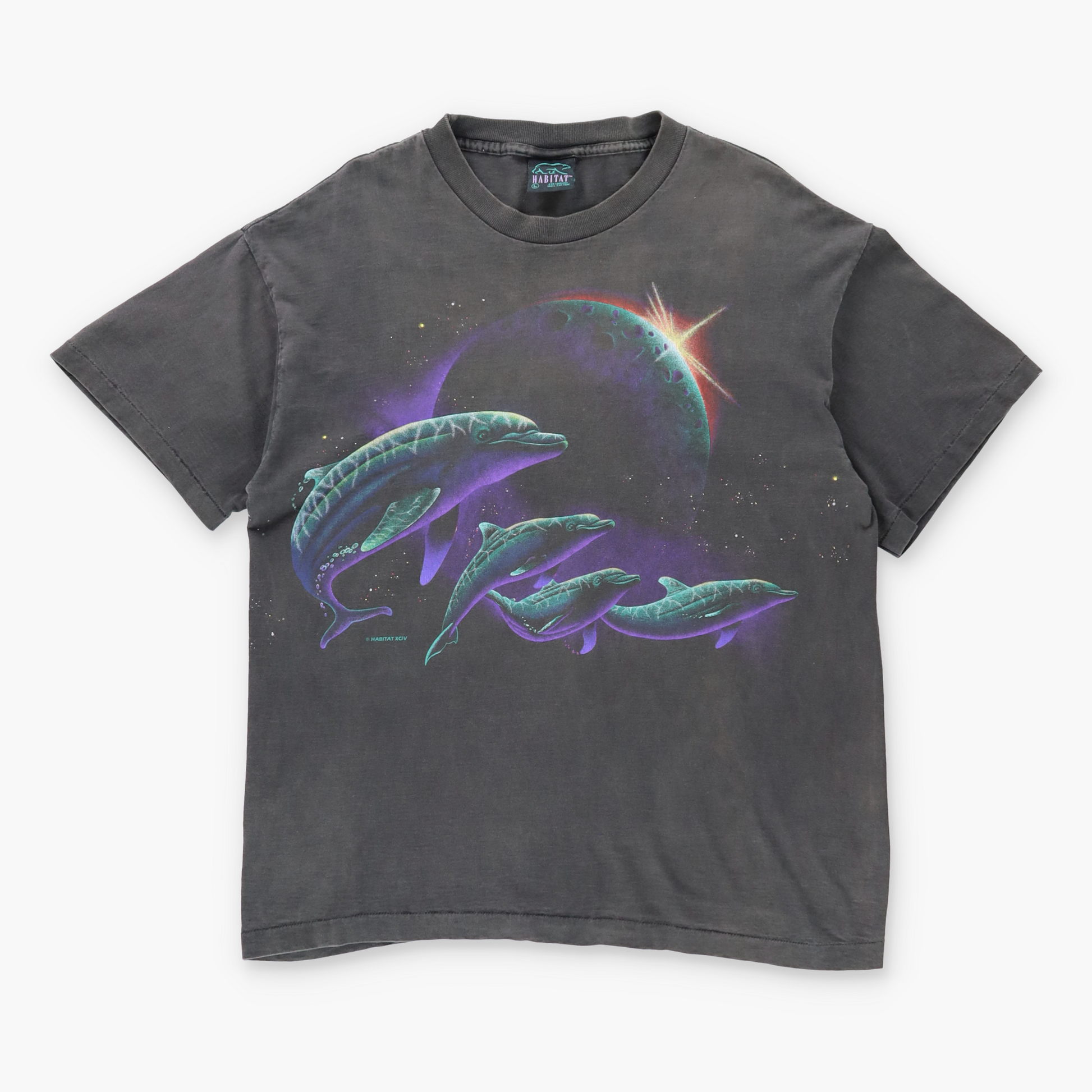 Vintage 1994 Space Dolphins Double Sided USA Made Faded Grey T-Shirt (L) Vintage Sole Melbourne