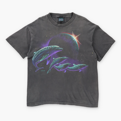 Vintage 1994 Space Dolphins Double Sided USA Made Faded Grey T-Shirt (L) Vintage Sole Melbourne