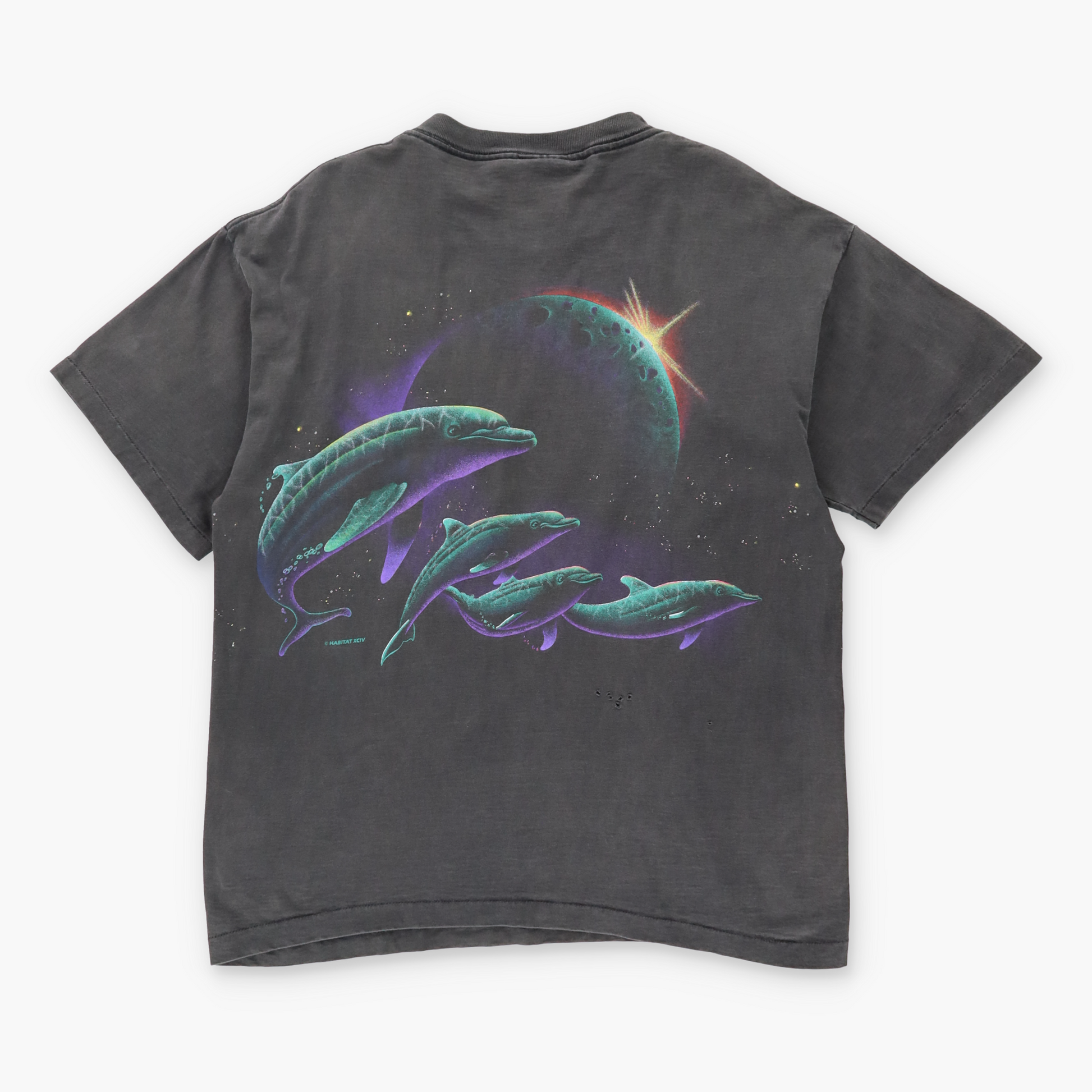 Vintage 1994 Space Dolphins Double Sided USA Made Faded Grey T-Shirt (L) Vintage Sole Melbourne