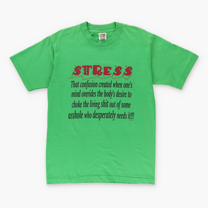 Vintage 'STRESS' Comic Definition Single Stitch Green T-Shirt (M) Vintage Sole Melbourne