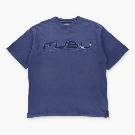 Vintage FUBU Sports Collection Navy Blue & Black Spell Out Logo Tee (L)