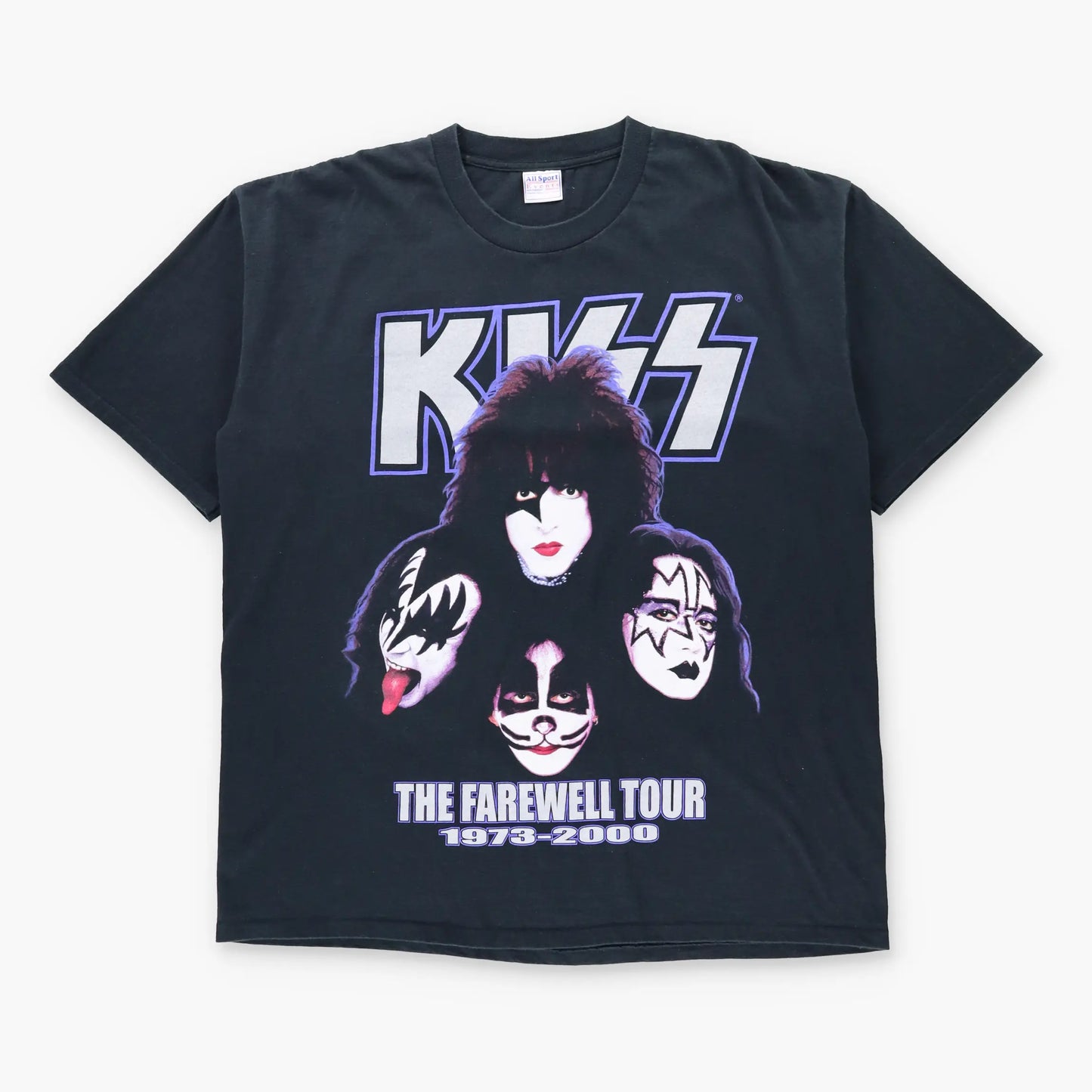 Vintage KISS The Farewell Tour 1973-2000 "Legends Never Die" Silver Glitter Graphic Black Band Tee (XXL)