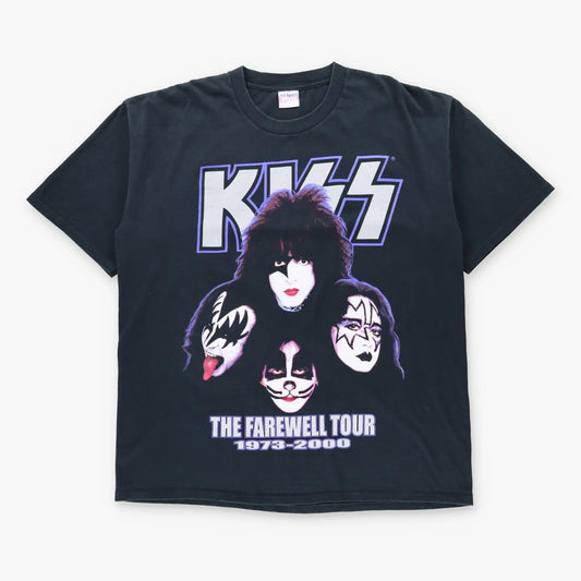 Vintage KISS The Farewell Tour 1973-2000 "Legends Never Die" Silver Glitter Graphic Black Band Tee (XXL)