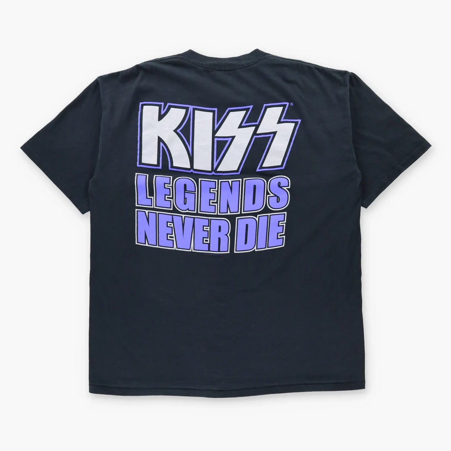 Vintage KISS The Farewell Tour 1973-2000 "Legends Never Die" Silver Glitter Graphic Black Band Tee (XXL)
