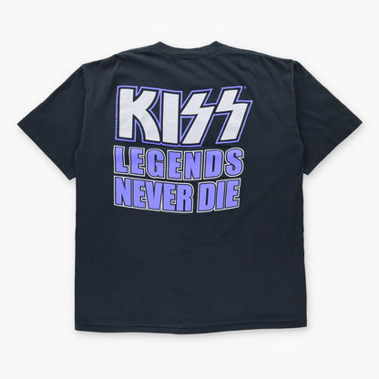 Vintage KISS The Farewell Tour 1973-2000 "Legends Never Die" Silver Glitter Graphic Black Band Tee (XXL)