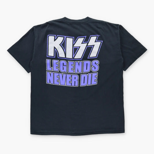 Vintage KISS The Farewell Tour 1973-2000 "Legends Never Die" Silver Glitter Graphic Black Band Tee (XXL)