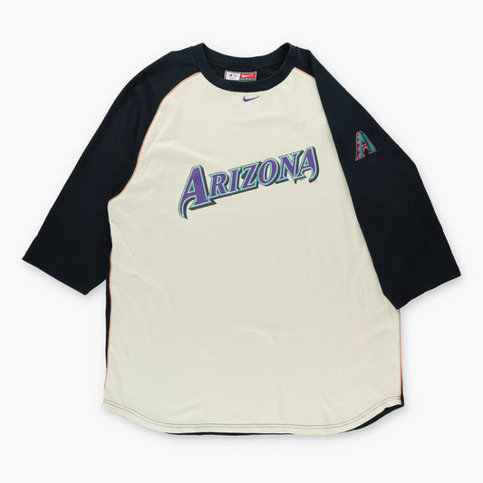 Vintage 2003 NIKE Team Arizona Diamondbacks Embroidered Centre Swoosh MLB 3/4 Sleeve Tee (XXL TALL)