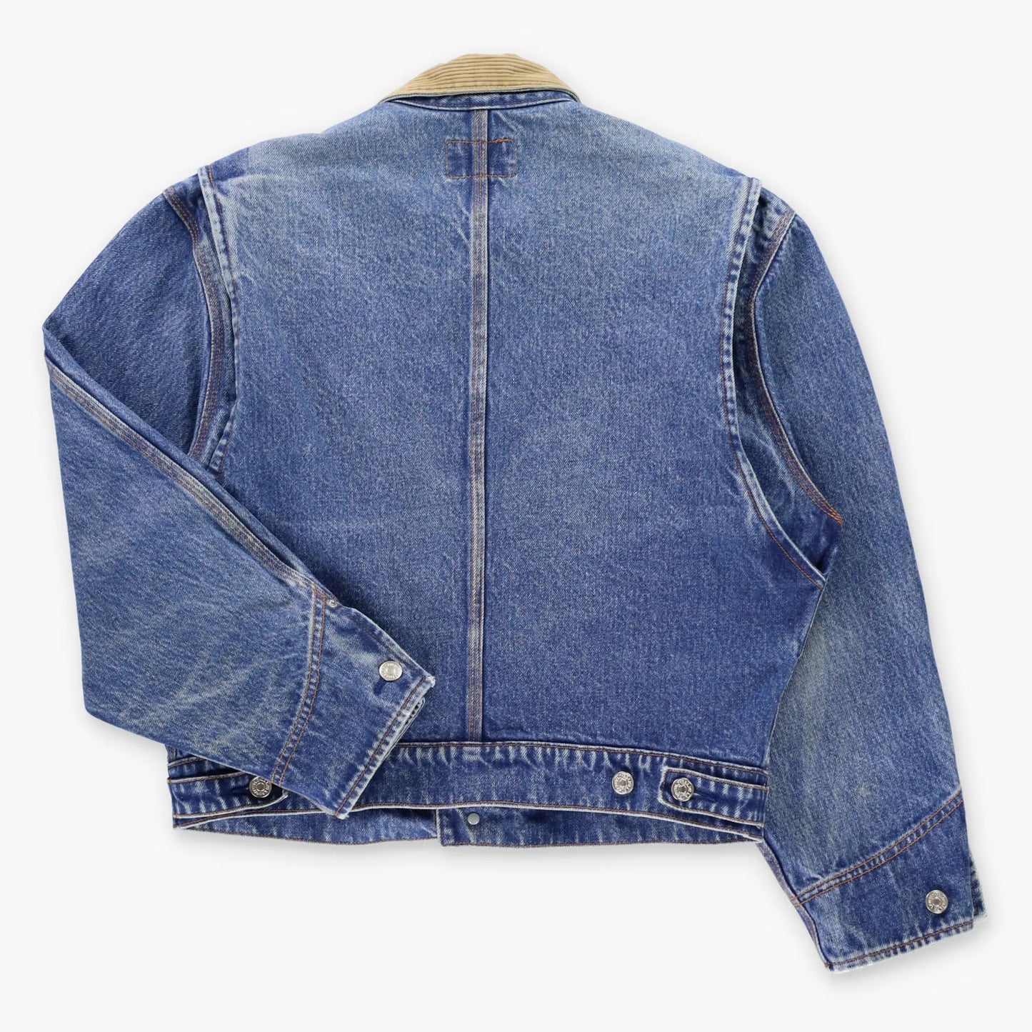 Vintage RALPH LAUREN Tan Corduroy Collar Blue Denim Boxy Utility Jacket (M)