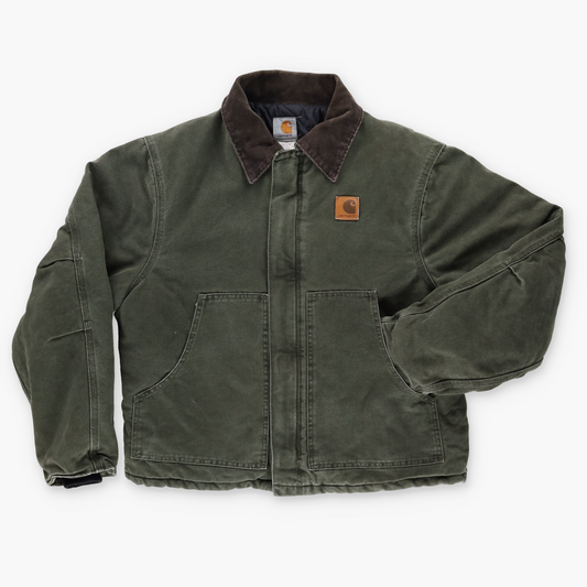 CARHARRT J22 MOS Artic Quilted Khaki & Brown USA Made Faded Jacket (L)