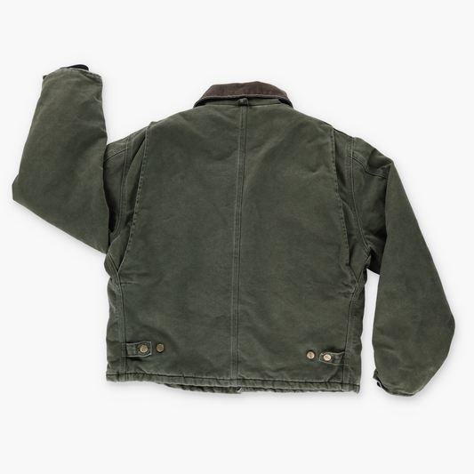 CARHARRT J22 MOS Artic Quilted Khaki & Brown USA Made Faded Jacket (L)