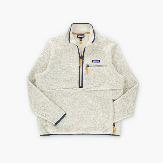PATAGONIA Cream & Blue 1/2 Zip Fleece Sweatshirt (XL)