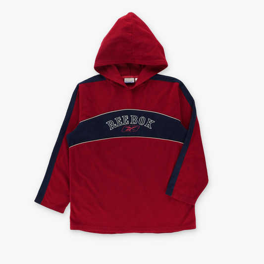 REEBOK Red & Navy Embroidered Logo Fleece Hoodie Sweatshirt (L-XL)