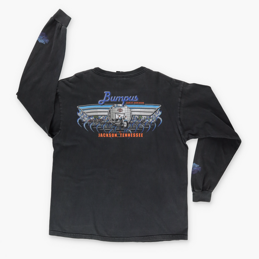 2001 HARLEY DAVIDSON Wolf Black & Blue Long Sleeve Motorcycle Tee (L-XL)