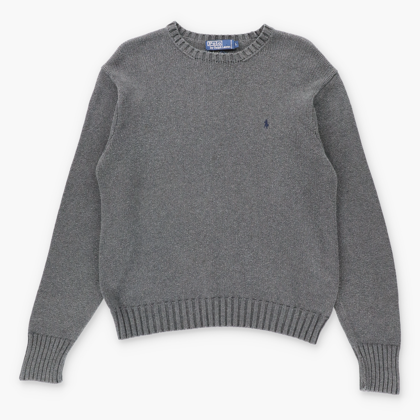 Vintage POLO RALPH LAUREN Embroidered Grey Knit Sweater *Aubs Vintage Sole Melbourne