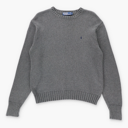 Vintage POLO RALPH LAUREN Embroidered Grey Knit Sweater *Aubs Vintage Sole Melbourne