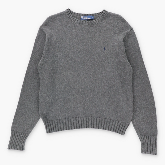 Vintage POLO RALPH LAUREN Embroidered Grey Knit Sweater *Aubs Vintage Sole Melbourne