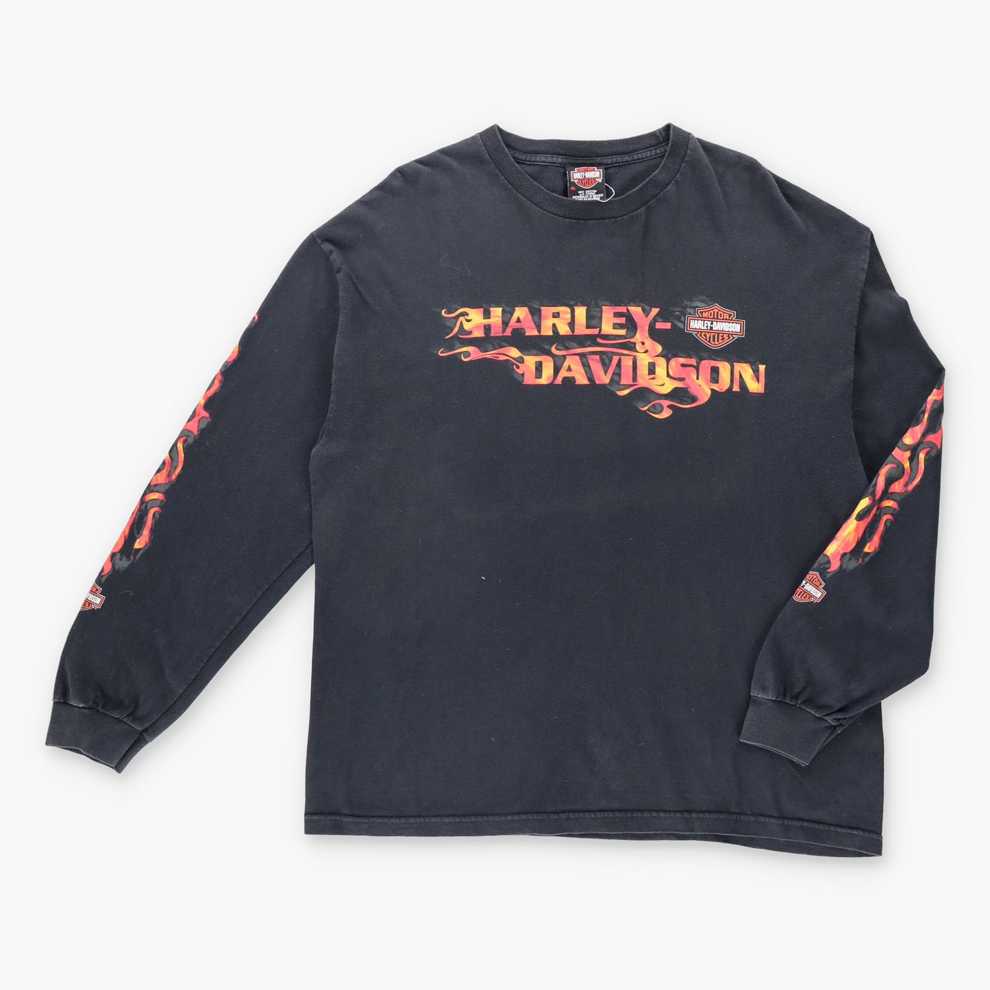 Vintage HARLEY DAVIDSON Y2K Long Sleeve Black Motorcycle T-Shirt *Aubs Vintage Sole Melbourne