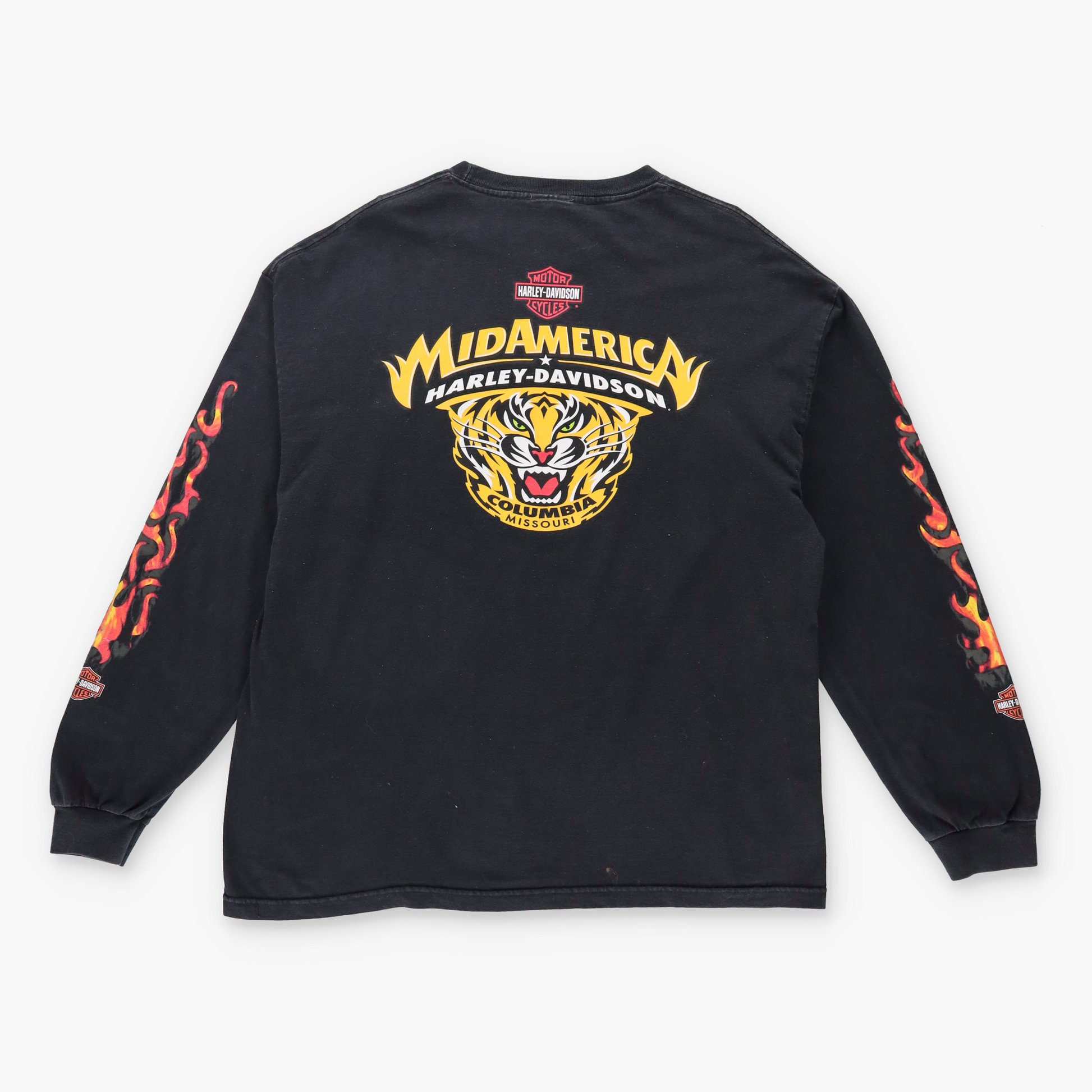 Vintage HARLEY DAVIDSON Y2K Long Sleeve Black Motorcycle T-Shirt *Aubs Vintage Sole Melbourne