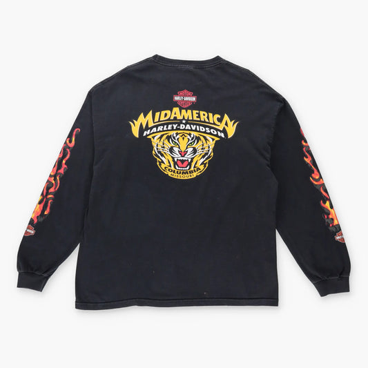 Vintage HARLEY DAVIDSON Y2K Long Sleeve Black Motorcycle T-Shirt *Aubs Vintage Sole Melbourne
