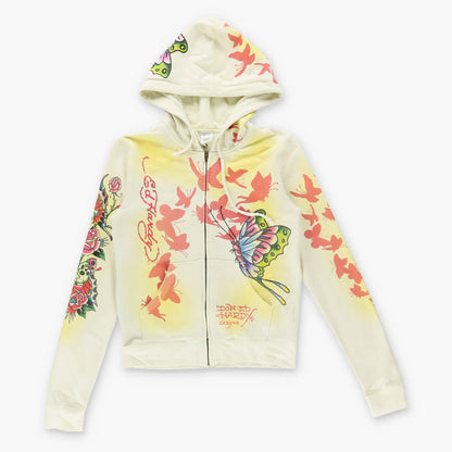 Vintage ED HARDY Y2K Rhinestone Hooded Sweatshirt *Aubs Vintage Sole Melbourne