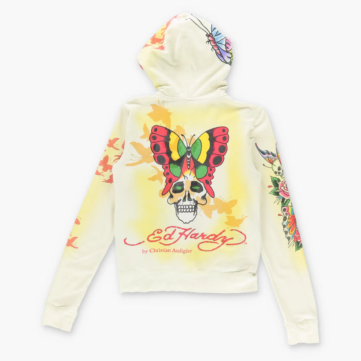 Vintage ED HARDY Y2K Rhinestone Hooded Sweatshirt *Aubs Vintage Sole Melbourne