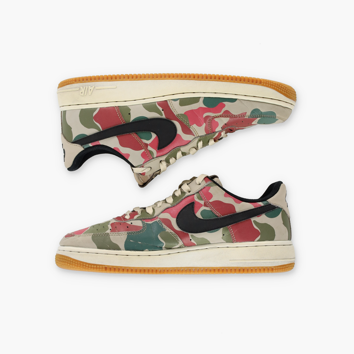 NIKE Air Force 1 Reflective Low Red & Green Camo Sneakers (8)