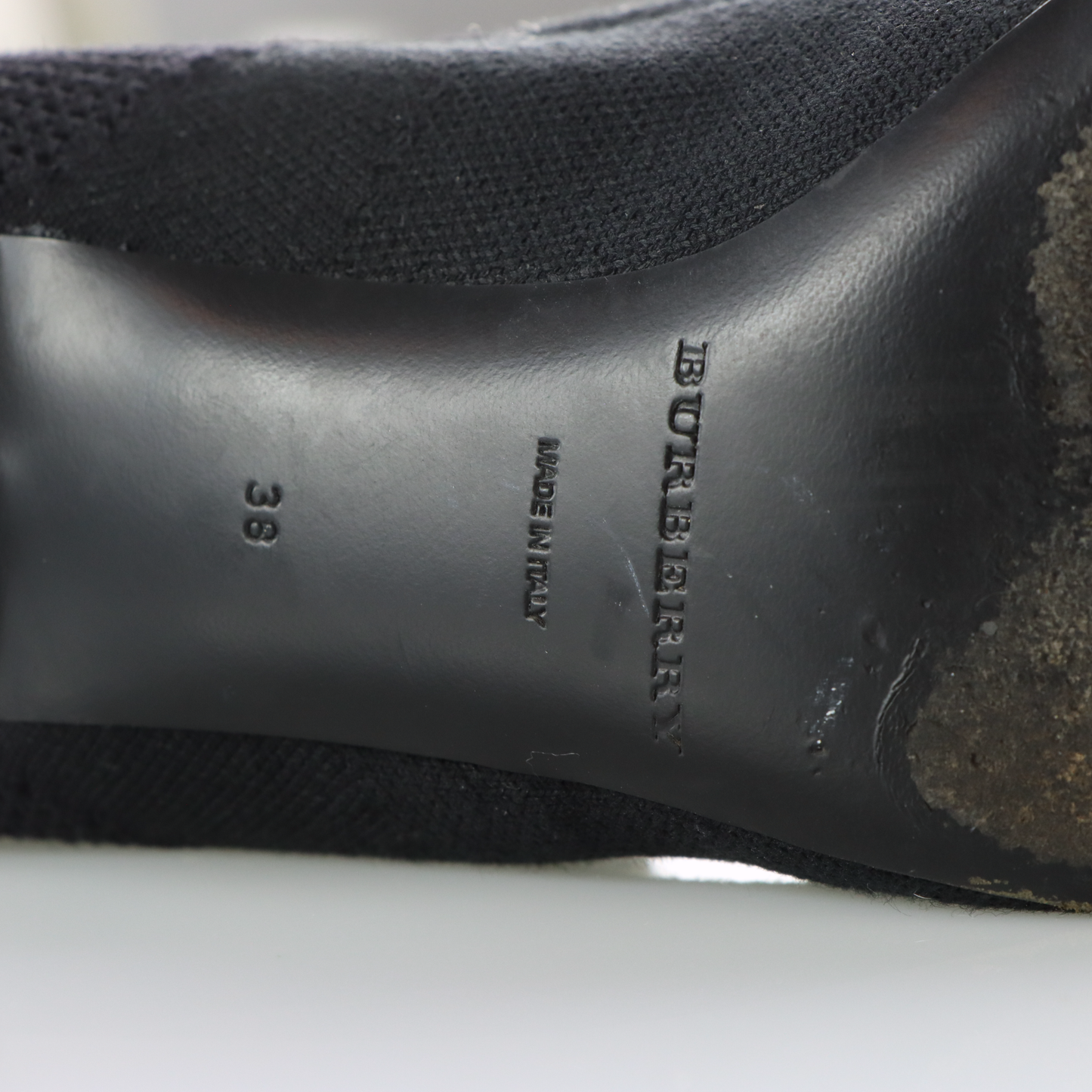 BURBERRY Italian Made Black 'Lynda' Knitted Elastic Mesh Heeled Boots (38)