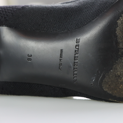 BURBERRY Italian Made Black 'Lynda' Knitted Elastic Mesh Heeled Boots (38)