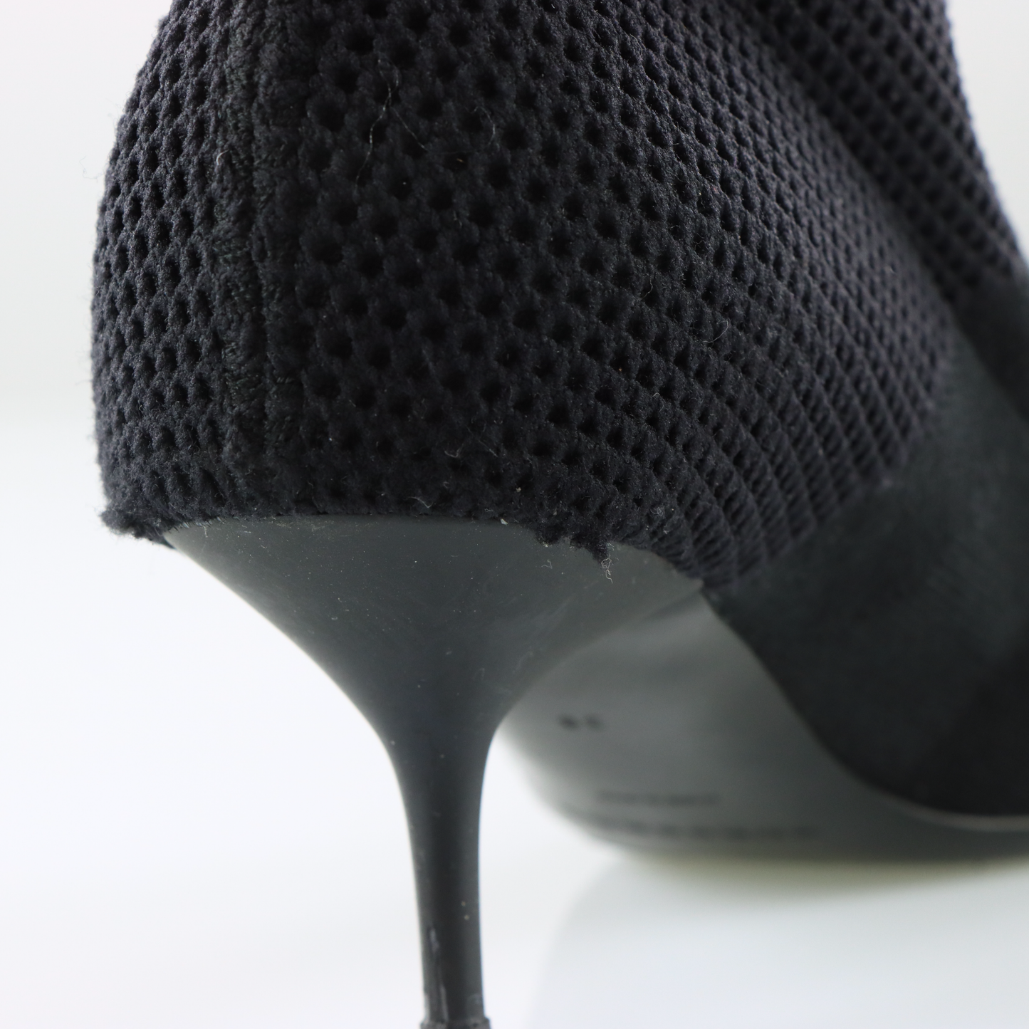 BURBERRY Italian Made Black 'Lynda' Knitted Elastic Mesh Heeled Boots (38)