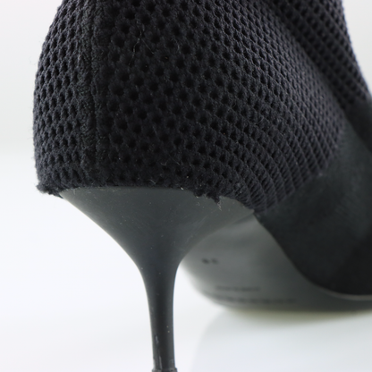 BURBERRY Italian Made Black 'Lynda' Knitted Elastic Mesh Heeled Boots (38)