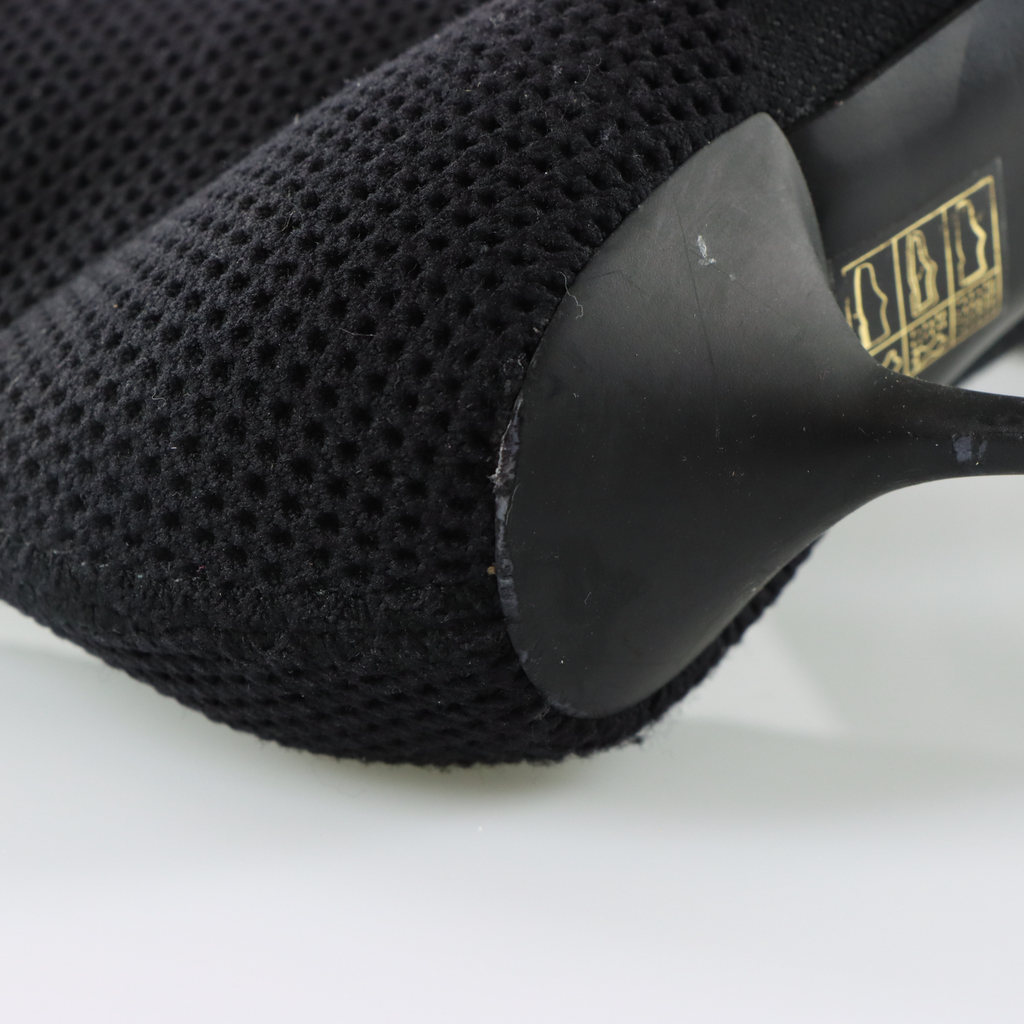 BURBERRY Italian Made Black 'Lynda' Knitted Elastic Mesh Heeled Boots (38)