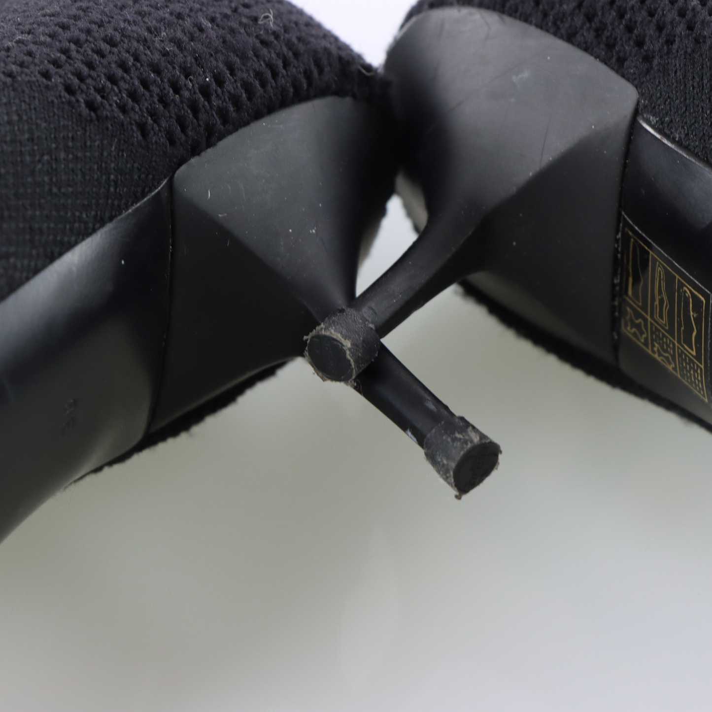 BURBERRY Italian Made Black 'Lynda' Knitted Elastic Mesh Heeled Boots (38)