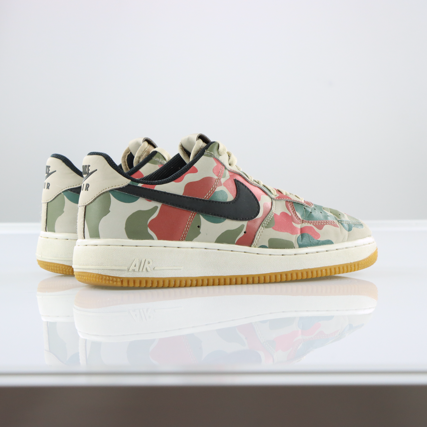 NIKE Air Force 1 Reflective Low Red & Green Camo Sneakers (8)