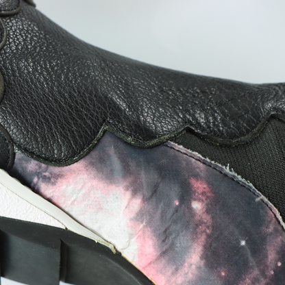 IRREGULAR CHOICE Star Wars Light Up Blue Lightsaber Galaxy Print Block Heeled Boots (38)