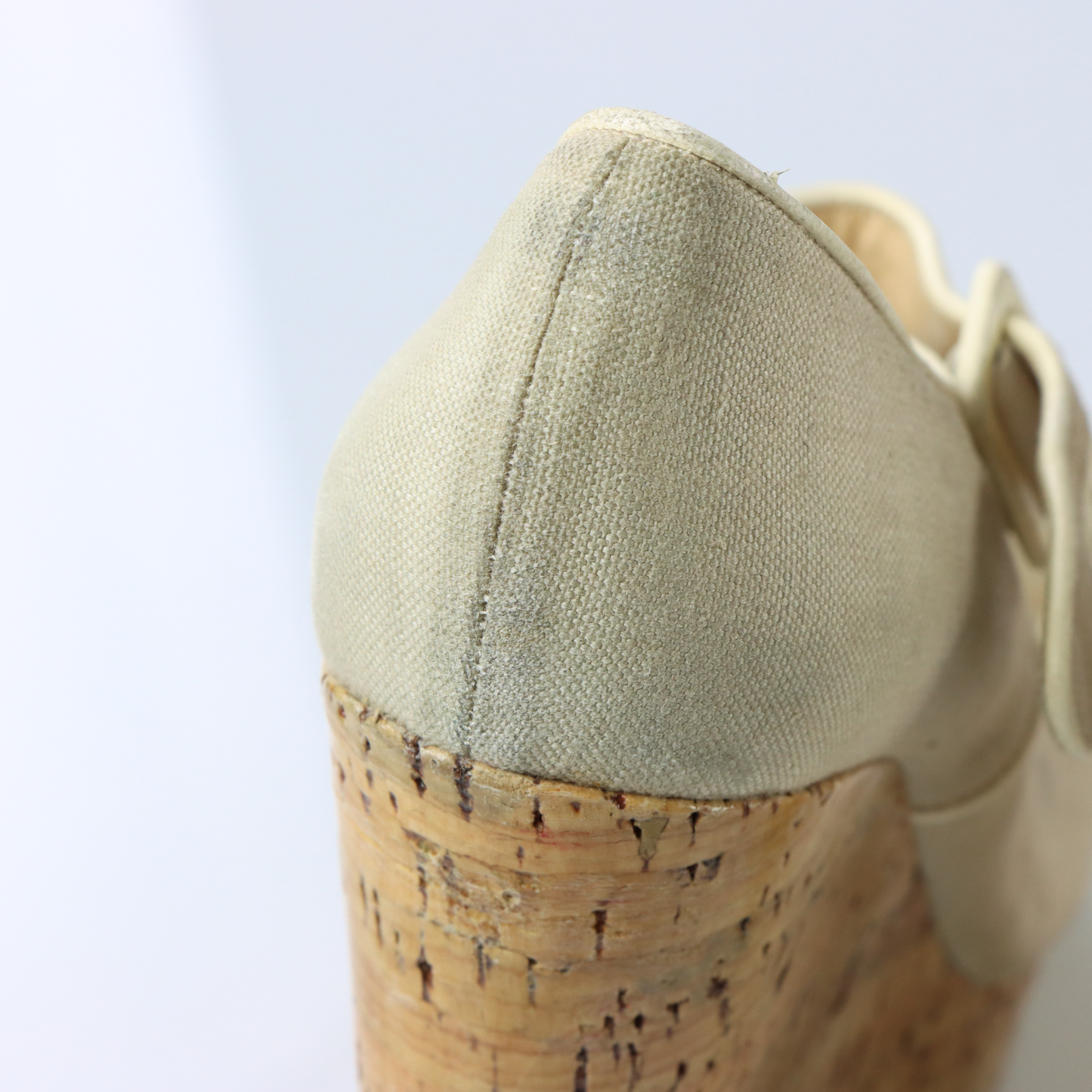 CHRISTIAN LOUBOUTIN Ecru Canvas Melides Peep Toe Wedge Sandals (41)