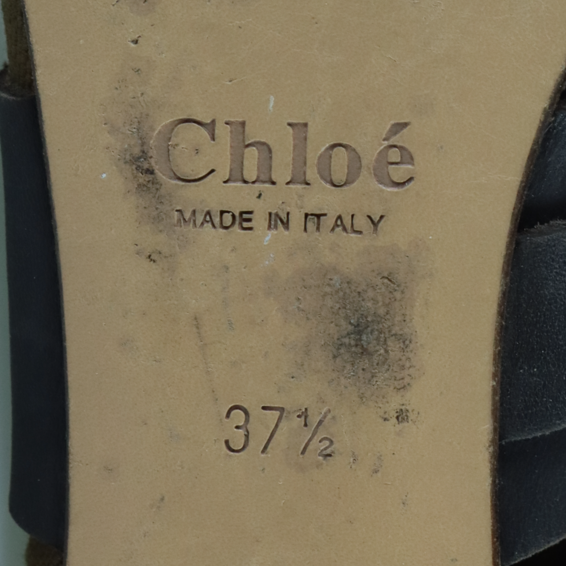 CHLOE Italian Made Canvas & Leather Adjustable Buckle Strap Gladiator Sandals (37.5)