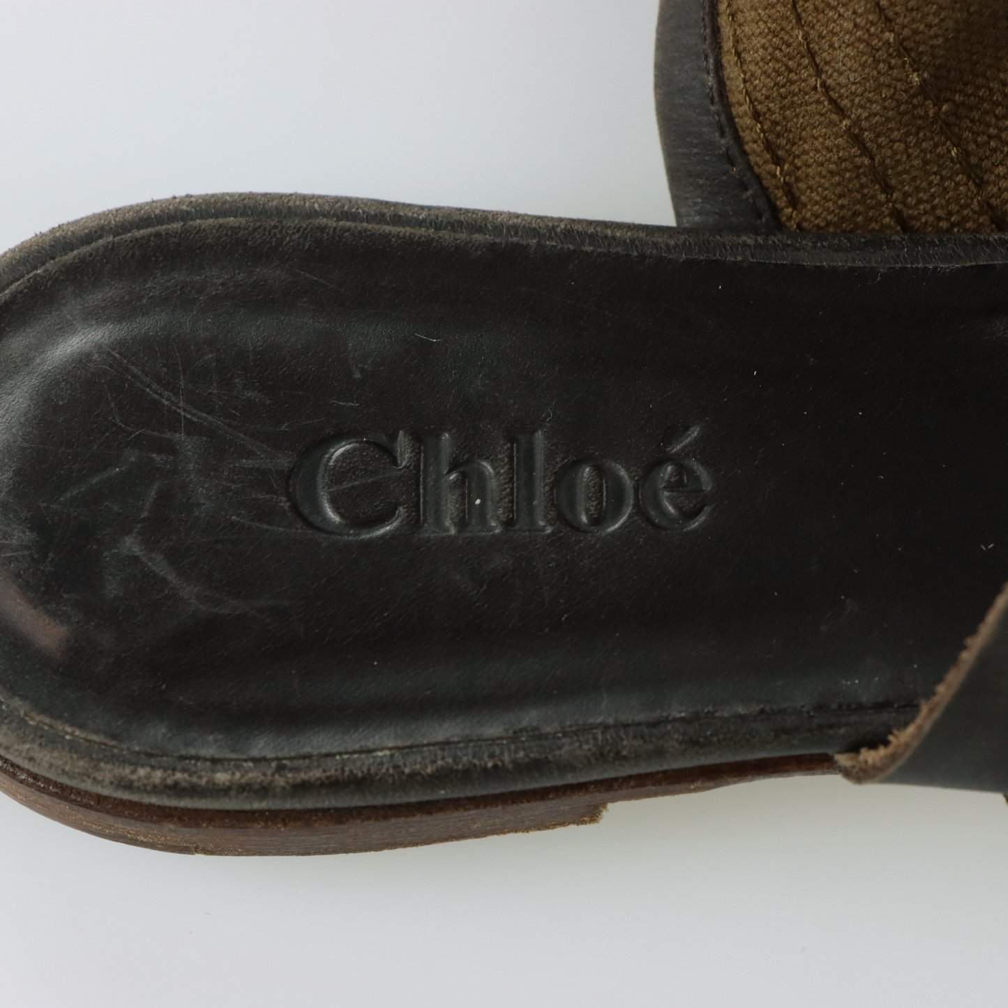 CHLOE Italian Made Canvas & Leather Adjustable Buckle Strap Gladiator Sandals (37.5)