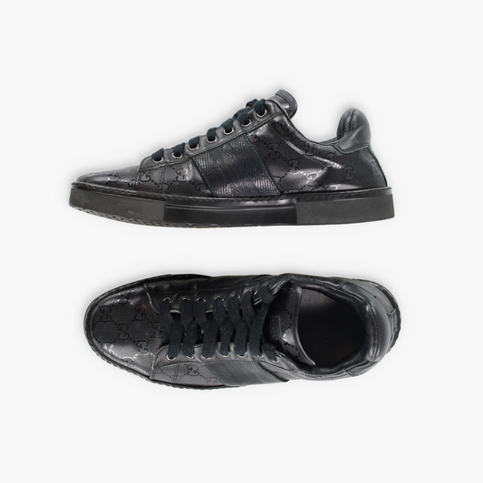 GUCCI Black GG IMPRIME Italian Made Low Top Sneakers (7.5)