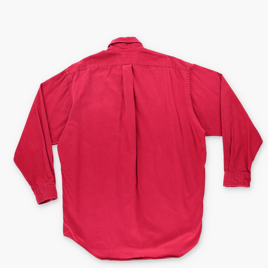 RALPH LAUREN POLO Embroidered Crest Red Button Up Long Sleeve Shirt (L)
