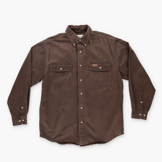 CARHARTT 90s Heavyweight Brown Button Up Long Sleeve Shirt (M-L)