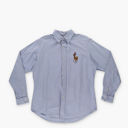 RALPH LAUREN Oxford Big Pony Blue Button Up Long Sleeve Shirt (L)