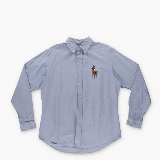 RALPH LAUREN Oxford Big Pony Blue Button Up Long Sleeve Shirt (L)